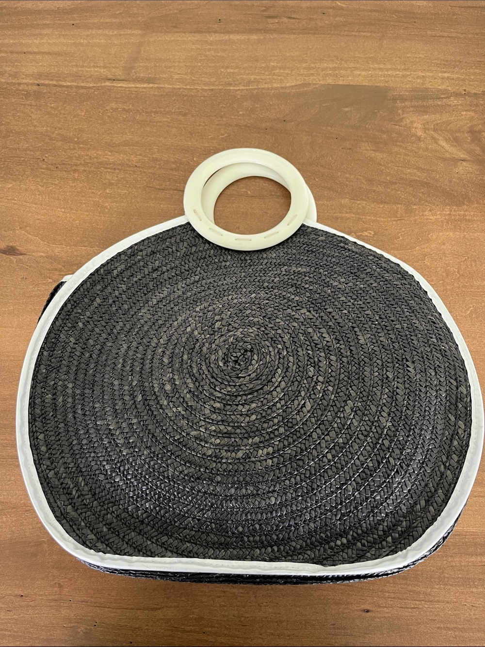 Black and White Straw Handbag